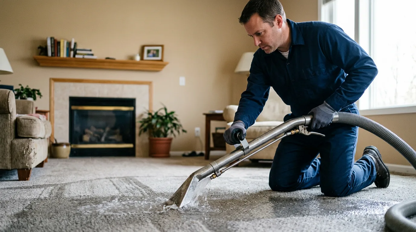 Water damage restoration technician working near Caryville, TN